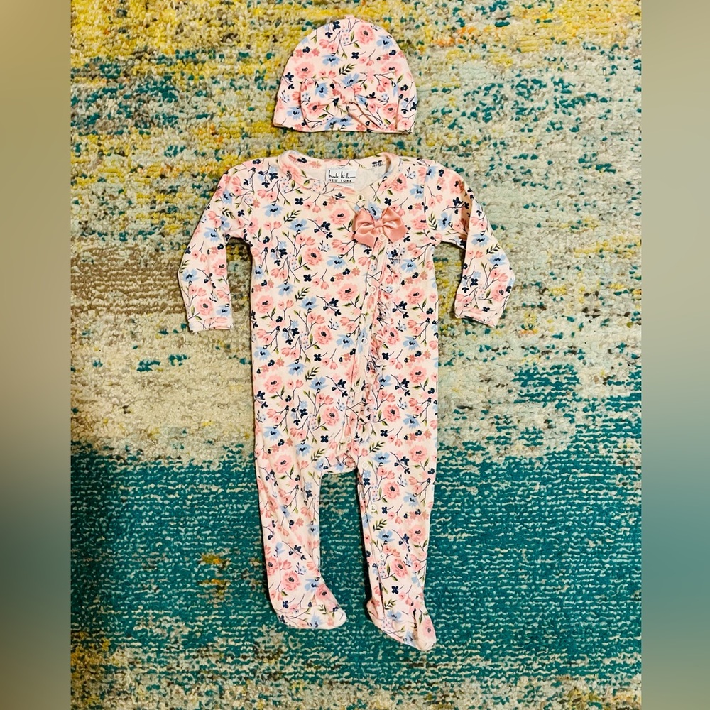 Nicole Miller 6-9 month pajama and beanie